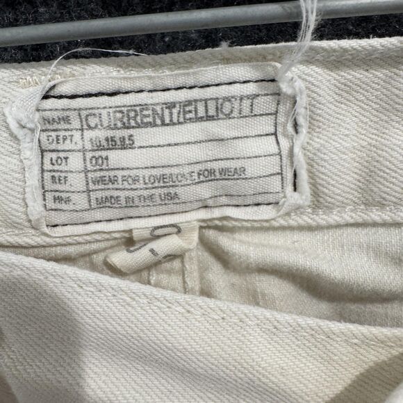 Current/Elliott Jeans Womens 28 Dirty White Boyfriend Embroidered Cropped USA - Picture 3 of 12
